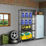 5-Tier NSF-Certified Steel Wire Shelving with Wheels Black - Image 9