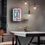 CIFbuy Vintage Cat Metal Wall Art, Turquoise Cat Lettering Pink Paw Print Sign, Retro Iron Plaque For Home Kitchen Garden Farmhouse, Ca TikTok, TikTok, Self-pickup Logiopics - Image 4
