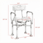 Light Blue Padded Bath Seat – Height Adjustable Anti-slip Shower Chair with Arms and Back - Image 3