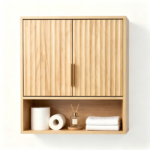 2-Door 3-Tier Slatted Bathroom Wall Cabinet 24.49"*22.83"*8.07 Oak - Image 11