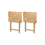 Modern Indoor Folding Tray Table Set of 2, Natural Finish, Solid Rubberwood, 19 x 14.5 x 26 Inches(Shipment from Walmart)