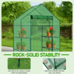 Mini Walk-in Greenhouse with PE Cover, 4-Shelf Indoor Outdoor Plant Gardening Green House for Garden Backyard, 56" x 29" x 77", Green - Image 10