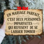 CIFbuy French Perfect Marriage Quote 2D Flat Metal Wall Art, Rustic Iron Decor Sign 7.8x11.8 Inch, Waterproof Vintage Home Decor TikTok, TikTok, r Self-pickup Logiopics - Image 5