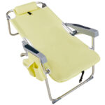 63*70*99cm Heightened Oxford Cloth Silver White Aluminum Tube Bearing 100kg Beach Chair Yellow - Image 2