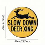 CIFbuy Metal Slow Deer Crossing Sign Round Wall Art for Home Decor (TikTok, temu pick-up service) - Image 5