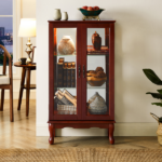 Curio Cabinet Lighted Curio Diapaly Cabinet with Adjustable Shelves and Mirrored Back Panel, Tempered Glass Doors - Image 16