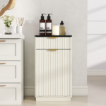 10-Gallon Woodgrain Tilt-Out Trash Can Cabinet Wooden Garbage Recycling Cabinet with Wave-Textured Hideaway Drawer&Pull-Out Bin-Multipurpose Kitchen/Bath Organizer in Antique White Finish - Image 10