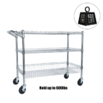 Heavy Duty Rolling Utility Cart,3 Tier Rolling Carts with Wheels,with Handle Bar & Shelf Liners,36"x18"x32"Storage Cart for Kitchen,Restaurant,Plant Display,Chrome - Image 10
