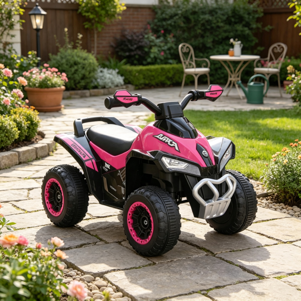Pink Non-Electric Toddler Ride-On Push Car: Foot-to-Floor Sliding Ride Racer ATV Toy with Music & Lights – for 1.5-3 Year Old Kids