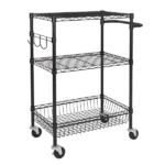 3-Tier New Multipurpose Rolling Cart, Black Color, 495lbs Load Capacity