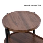 2 Tier Oval End Tables Wooden Small Side Table, 27" Round Coffee Table with Storage Tray, Modern End Table for Living Room, Office, Apartment,Walnut Brown (Shipment from Walmart) - Image 5