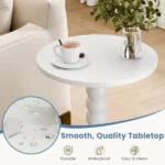 Round Side Table - Solid Wood Leg Small Drink Table for Living Room Bedroom Office,White (Shipment from Walmart) - Image 5