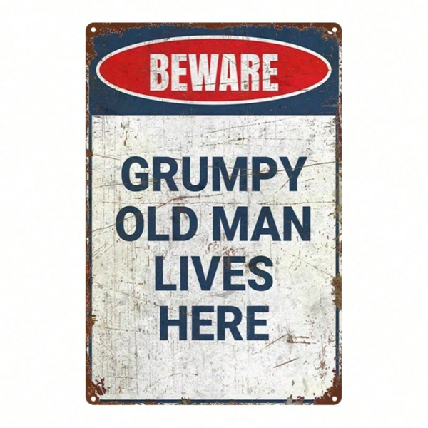 CIFbuy Grumpy Old Lives Here Vintage Warning Metal Sign 8X12 Inch 2D Flat 1PC Rustic Wall Decor For Home Bathroom Garden Farmhouse Indo TikTok, TikTok, Indo Self-pickup Logiopics