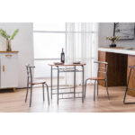 Same Code 35204938 Brown Wood Grain PVC Breakfast Table (One Table and Two Chairs) - Image 24