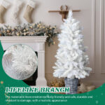 4 FT White Artificial Christmas Tree with Pot Stand, Potted Xmas Pine Tree with 200 Branch Tips for Holiday Party Office Home, White - Image 10
