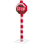 Lighted STOP Sign Christmas Yard Decorations, Pre-lit Road Sign SANTA STOP HERE with 70 LED White Lights and Stakes for Xmas Outdoor Holiday Indoor Decor Lighted Holiday Displays - Image 11