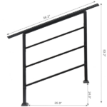 [Same Code 04286986]Handrails for Outdoor Steps, Wrought Iron Handrail Fits 1 to 4 Steps, Transitional Handrail with Installation Kit, Black - Image 3