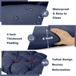 Outdoor Bench Cushion, 60 × 20 × 4 Inch, Tufted Waterproof Swing Cushion with Ties, for Patio Bench or Window Seat - Image 2