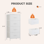 4-Drawer Fabric Dresser Storage Chest for Bedroom, Closet, Storage Furniture for Adults, White - Image 2