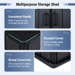 23.5 Cu.ft Outdoor Storage Shed with Lockable Door, PP HDPE Horizontal Garden Tool Cabinet - Black - Image 7