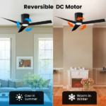 Ceiling Fans with Dimmable Led Lights, 52 Inch Flush Mount Ceiling Fan Remote Control, Quiet DC Reversible Motor for Summer Winter, Low Profile Modern ABS Blades Indoor Use, 3X-Z3[Unable ship on weekends, TK/TEMU only for pickup, only TX10643 warehouse supports GOFO] - Image 7