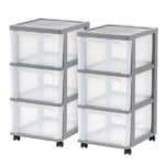 3-Drawer Narrow Plastic Storage Drawer Cart, Gray, Set of 2 (Shipment from Walmart)