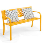 47in PVC Mesh Backrest Iron Bench Yellow - Image 12