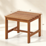 17” Acacia Wood Outdoor Side Table, Square Slatted Patio End Table with Drainage Design, Heavy‑Duty Reinforced Frame Bistro Table for Backyard Garden Poolside - Image 10
