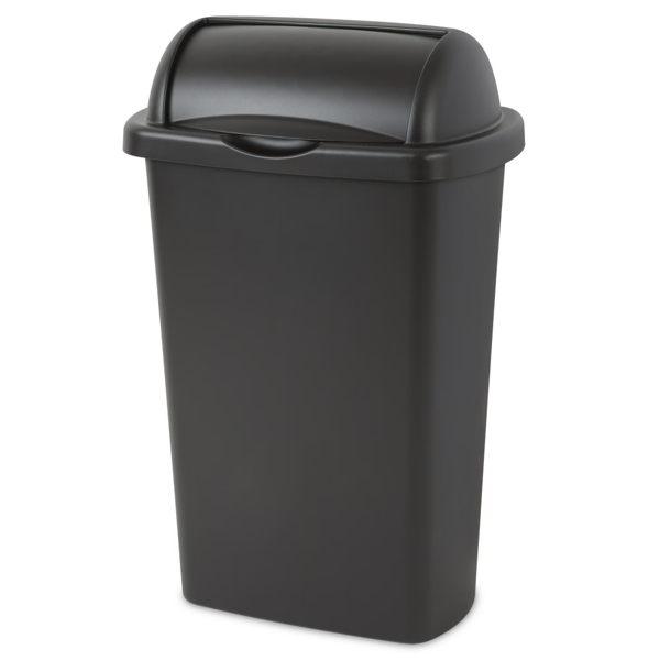 Large Kitchen Trash Can, 13 Gallon Plastic Garbage Bin with Roll Top Lid, Black (Shipment from Walmart)