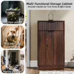 10-Gallon Woodgrain Tilt-Out Trash Can Cabinet Wooden Garbage Recycling Cabinet with Wave-Textured Hideaway Drawer&Pull-Out Bin-Multipurpose Kitchen/Bath Organizer in Walnut Finish - Image 20