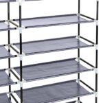 7 Tiers Portable Shoe Rack Closet Fabric Cover Shoe Storage Organizer Cabinet Gray - Image 16