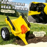 Yellow Kids Pedal Go Kart Tractor – Ride on Toy with Shovel & Rake for Outdoor Construction Play - Image 8