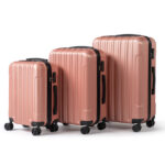 ABS Trolley Case 20in 24in 28in 3PCS Suitcase Set Vertical Striped Frosted Case Suitcase Rose Gold - Image 22