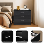3-Drawer P2 Particleboard Bedside Table with Melamine Finish Drawer Cabinet Lockers 25.98*12.99*22.05in White =61558050 - Image 5
