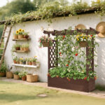 43.5*17.5*44.5 In Fir With Arched Lattice Raised Garden Bed Wooden Planting Frame Carbonized - Image 13