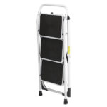 Home Use 3-Step Short Handrail Iron Ladder Black & White - Image 12