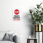 CIFbuy 1pc Metal Stop Private Property Sign 8x12in, Around Security Warning Notice, Contemporary Indoor Outdoor Wall Hanging Decor PropeikTok, PropeikTok, Self-Arckup Logiopcor - Image 3