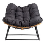 Replace 58406521 Outdoor Rocking Chair, Oversized Patio Papasan Rocker, Comfy Reading Lounge Chair Egg Chair for Indoor Use, Patio, Porch, Garden, Dark Gray - Image 3