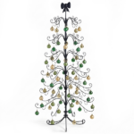 6ft Black PVC Metal Artificial Christmas Tree with Bow Topper, No Extra Ornaments, Daily Decor Tree - Image 2