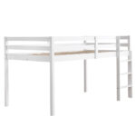 Elevated Cross Bracing Straight Ladder Twin Pine Wooden Bed White - Image 6