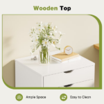 5 Drawer Storage Cabinet with Wheels for Bedroom, Home, Office Organization, White - Image 3