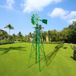 8FT Weather Resistant Yard Garden Windmill Green - Image 18