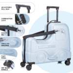 22 Inch Ride-on Suitcase for Kids & Teens, Toddler Travel Luggage with Seat, Spinner Wheels, Safety Belt, Stroller-Style Checked Luggage with Combination Lock&Telescoping Handle for Ages 5-18 - Image 4