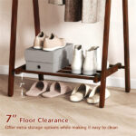 Solid Rubber Wood Folding Coat Rack, A-Frame Standing Clothes Rack with Bottom Storage Shelf - Image 13