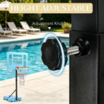 Adjustable Height Portable Basketball Hoop Stand 36.5-48.5 Inch Poolside System with Clear Backboard And Fillable Base for Whole Family - Blue Black Red - Image 5