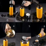 Fashion Titanium-Coated Tea Tumbler with Infuser, thermos cup 370ml green - Image 3
