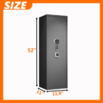 52" Tall Black Rifle Safe, Biometric & Keypad Lock, Adjustable Gun Racks with Built-in Alarm System, Pre-Assembled - Image 3