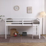 Elevated Cross Bracing Straight Ladder Twin Pine Wooden Bed White - Image 20