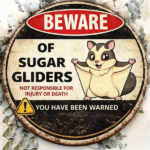 CIFbuy 1pc Cute Sugar Glider Warning Sign, "" Glider Warning Sign, Sign, 8x8in Retro 2D Flat Round Decorative Plaque TikTok, TikTok, temu emu Self-pickup Logiaqics - Image 2