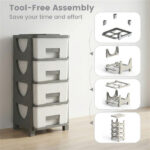 4-Drawer Compact Plastic Storage Cabinet Vertical Organizer for Bedroom Bathroom Office - Image 5